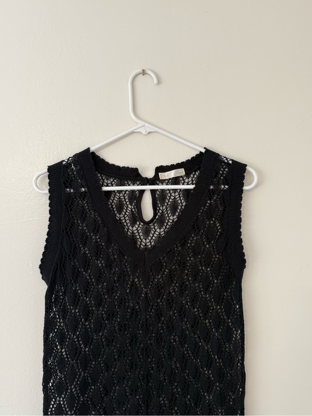 Vintage Y2K Old Navy Black Crocheted Dress Cover Up Sz Lg Whimsigoth Emo Witchy - Picture 7 of 10